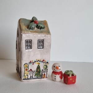 Handmade Ceramic Christmas Village Set: Miniature Holiday Home Decor