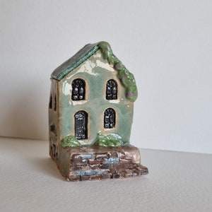 Handmade Ceramic Italian House Miniature: Rustic Village Decor