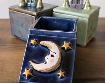 Ceramic Jewelry Box Handmade, Small Trinket Dish, Ring Holder, Gift for Her, Birthday Gift, Minimal Aesthetic Decor, Pottery Jewelry Box