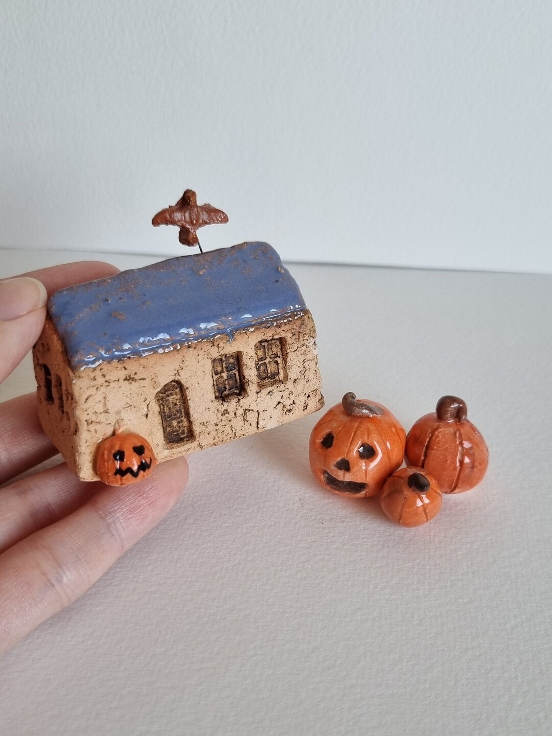 Ceramic Halloween House Set of 4ceramic Halloween Etsy