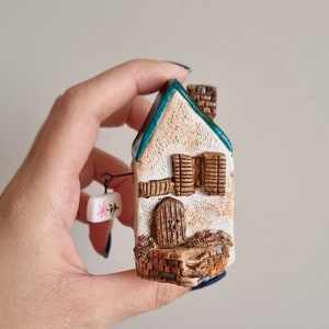 Tiny clay miniature Italian ceramic house ,Ceramic house,Tiny house, Miniature house, Cute ,Ceramic miniatures, Little house,clay