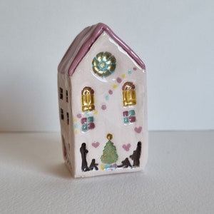 Ceramic winter house,handmade ceramic house,ceramic little house,miniature clay house,little ceramic christmas house