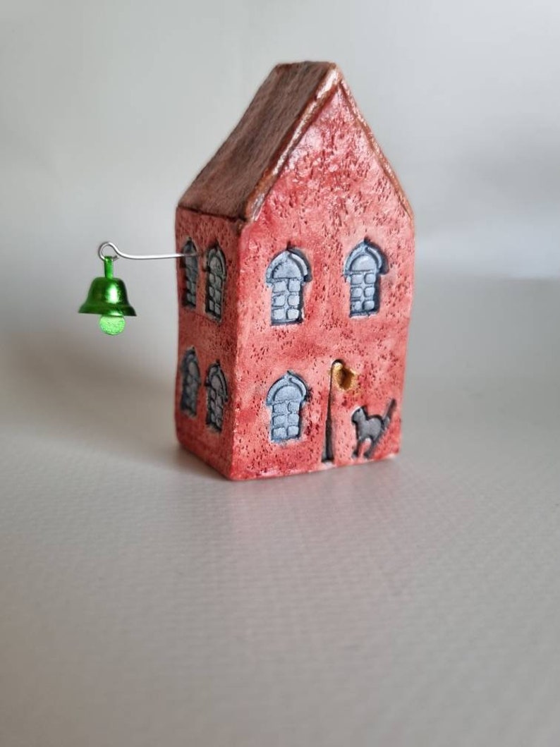 Tiny clay miniature Italian ceramic house ,Ceramic house,Tiny house, Miniature house, Cute ,Ceramic miniatures, Little house,clay image 3