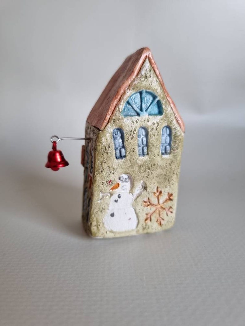 Tiny clay miniature Italian ceramic house ,Ceramic house,Tiny house, Miniature house, Cute ,Ceramic miniatures, Little house,clay image 4