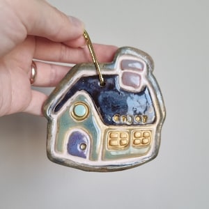 Handmade Ceramic House Christmas Ornament: Rustic Winter Decor