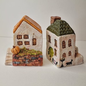 Handmade Ceramic Miniature Halloween House: Pumpkin Cottage Decor