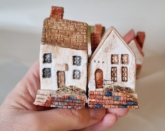Tiny Ceramic Italian Houses Set of 2, Little House, Tiny House, Ceramic Houses, Miniature House, Fairy House, Clay Houses, Miniatures,