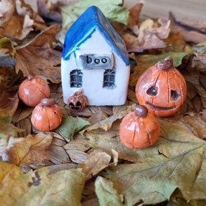 ハロウィン　空き屋敷 Vintage Ceramic Halloween Haunted House Hotel Pumpkin Witch