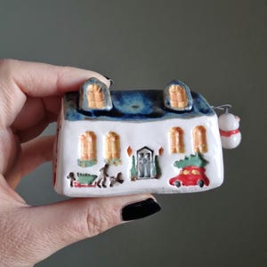 Handmade Ceramic Christmas House: Miniature Festive Village Decor