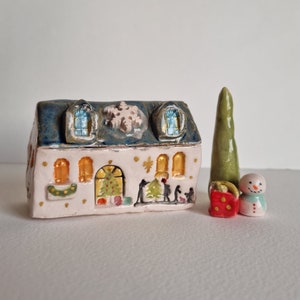 Handmade Ceramic Winter Village Set: Miniature Cozy Home Decor