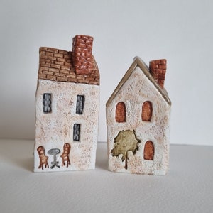 Handmade Ceramic Miniature House Set: Italian Village Decor