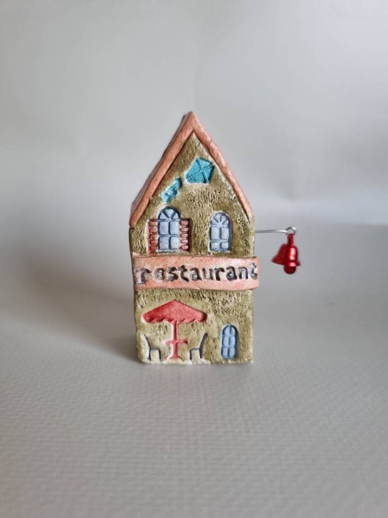 Tiny clay miniature Italian ceramic house ,Ceramic house,Tiny house, Miniature house, Cute ,Ceramic miniatures, Little house,clay image 1