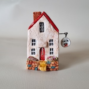 Ceramic miniature Italian summer house,Tiny Ceramic Italian House , Little House, Tiny House, Ceramic Houses, Miniature House, Fairy House