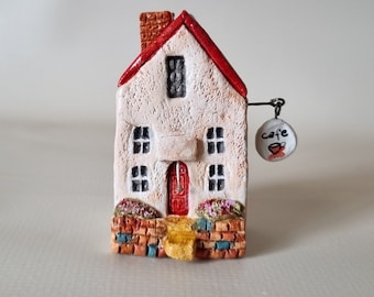Ceramic miniature Italian summer house,Tiny Ceramic Italian House , Little House, Tiny House, Ceramic Houses, Miniature House, Fairy House