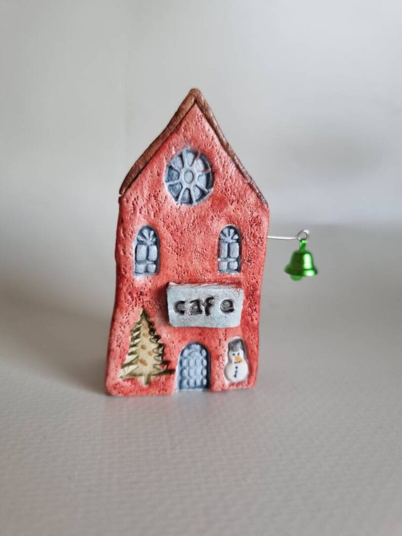 Tiny clay miniature Italian ceramic house ,Ceramic house,Tiny house, Miniature house, Cute ,Ceramic miniatures, Little house,clay image 2