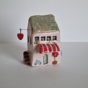 Handmade Ceramic Italian House Miniature with Heart