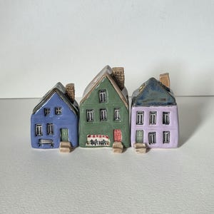 Handmade Miniature Ceramic Nordic House: Rustic Village Decor