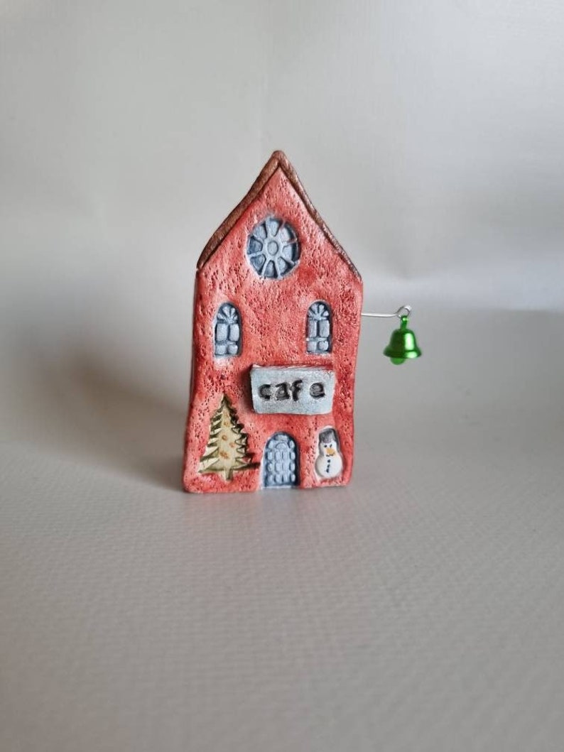 Tiny clay miniature Italian ceramic house ,Ceramic house,Tiny house, Miniature house, Cute ,Ceramic miniatures, Little house,clay image 1