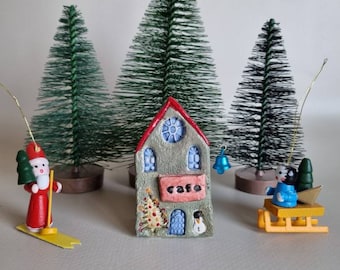 Tiny clay miniature Italian ceramic house ,Ceramic house,Tiny house, Miniature house, Cute ,Ceramic miniatures, Little house,clay