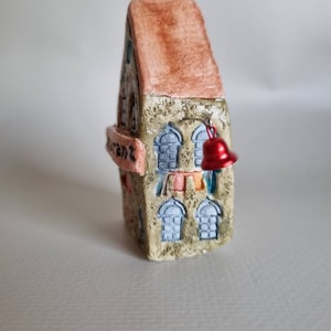 Tiny clay miniature Italian ceramic house ,Ceramic house,Tiny house, Miniature house, Cute ,Ceramic miniatures, Little house,clay image 3