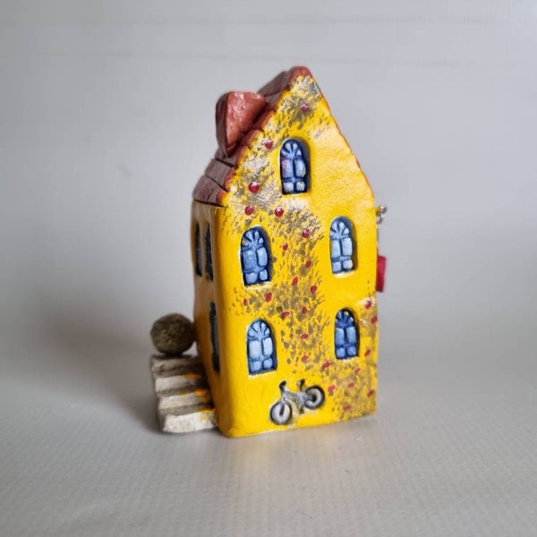 Tiny clay miniature Italian ceramic houses set of 2,Ceramic house,Tiny house, Miniature house, Cute ,Ceramic miniatures, Little house,clay