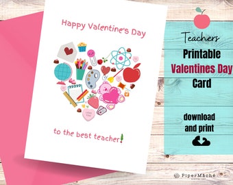 Printable Teachers Valentine's Day Card, Teacher valentine, valentine's day, teacher gift, teacher appreciation, instant download, printable