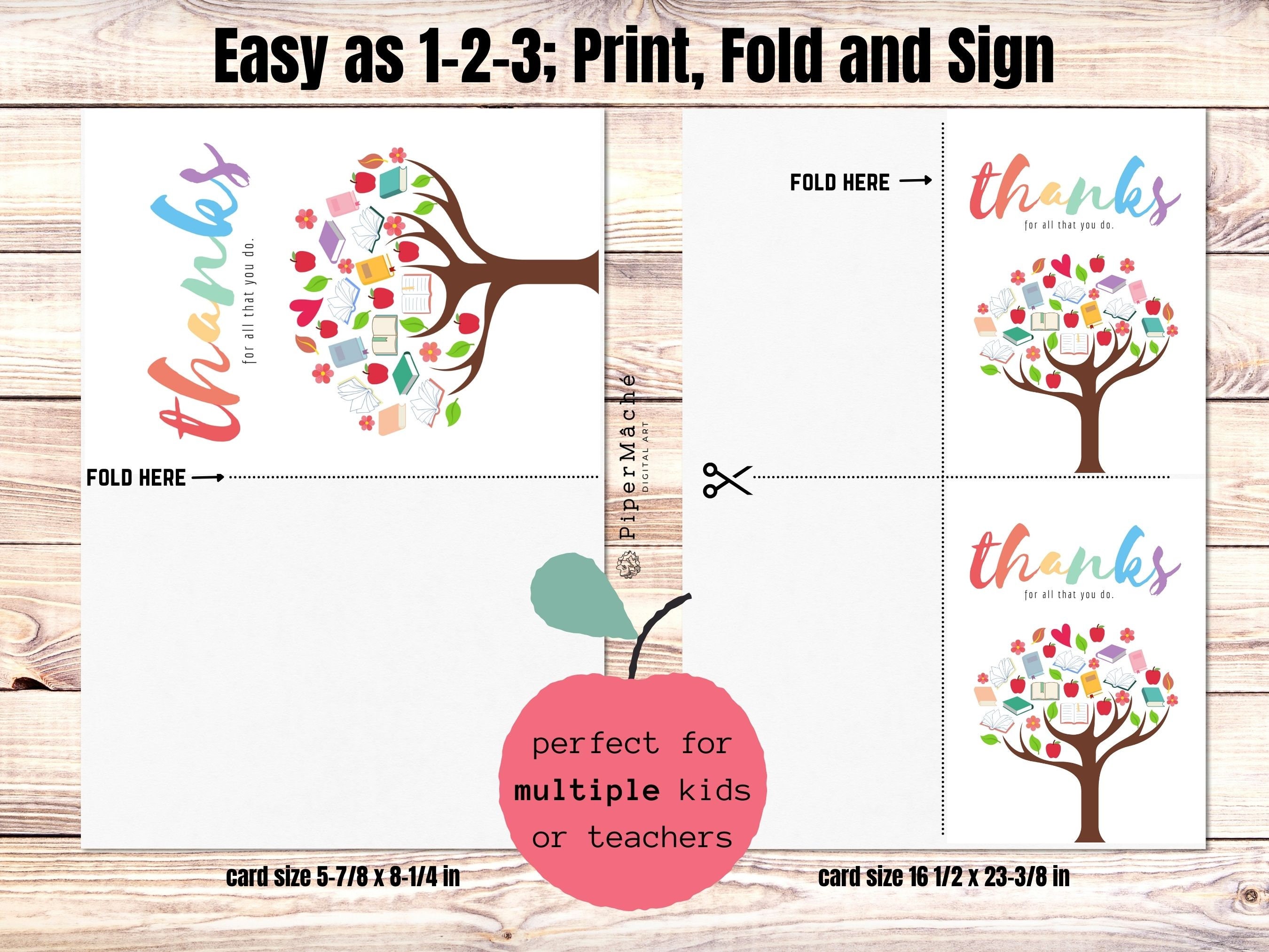 Printable Thank You Card for Teachers, Teacher Gift, Teacher ...