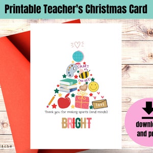 Printable Christmas Card for Teachers | teacher gift | teacher appreciation | instant download | teacher Christmas | Teacher Thank you card