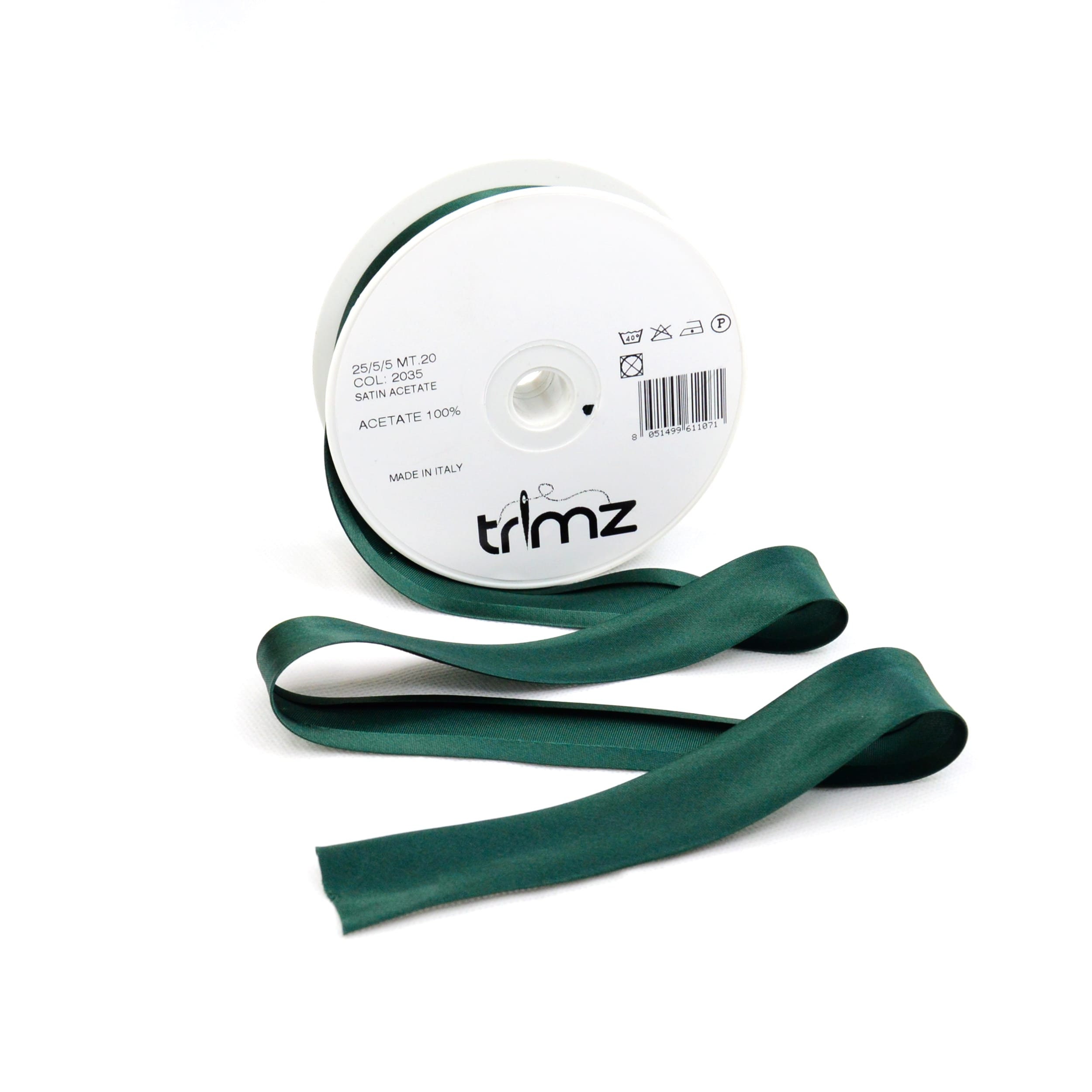 Trimz Bias Binding Tape, Satin Acetate, Dark Grey, 25mm x 20m Trimz Bias Binding Tape, Satin Acetate, Dark Grey, 25mm x 20m