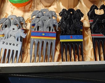 Custom African Style Combs and Hair Picks.