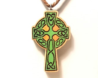 Green Celtic Cross Necklace by Bobbee Made
