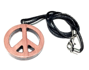 Wooden Peace Sign Pendant by Bobbee Made, Made From Aromatic Red Cedar