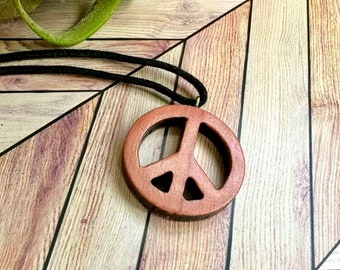 Wooden Peace Sign Pendant by Bobbee Made, Made From Aromatic Red Cedar
