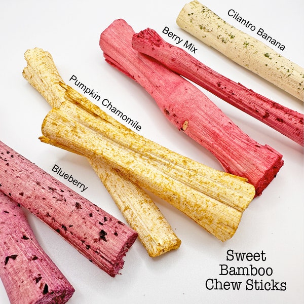 Flavored Sweet Bamboo Chews for Bunnies | Fruit Infused Sweet Bamboo | Bunny Bamboo Edible Chew Stick | Rabbit & Small Animal Sweet Bamboo