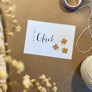 kleine Karte "Viel Glück", Viel Glück-Karte, kleine Grußbotschaft, Glücksbringer, Geschenke für Schul- oder Uniabsolvent:innen