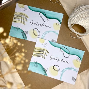 Gutscheinkarte, Gutschein abstrakt, DIN-A6, Postkarte, zum selber ausfüllen, Geschenk Karte
