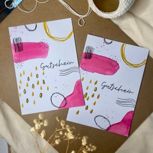 Gutscheinkarte, Gutschein abstrakt, DIN-A6, Postkarte, zum selber ausfüllen, Geschenk Karte
