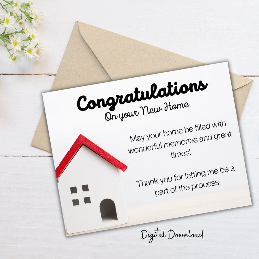 New Home Printable Card, Congratulations Printable Card, Digital Card, Greeting Card, Real ...
