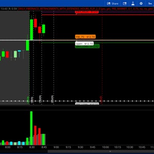 THINKORSWIM Fibonacci retracement Daily levels with extended hours FLIP