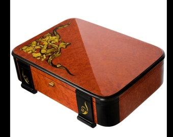 Wooden box with amber on the lock "Donna" Best Gift Vip Gift Enraved Box Engraved Box