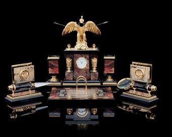 Desk Set "Double-headed eagle" Jasper Best Gift Luxury Desk Set