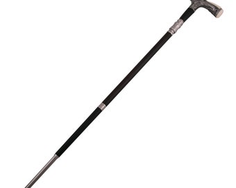 Unique Beautiful  Cane "Falcon" (stylet - damask steel, handle - silver) Best Gift Vip Gift