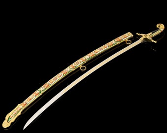 Amazing SABER Souvenir"EASTERN" Forged steel brass, nickel, enamel, gold, cubic zirkonia Engraved Saber Vip Gift Best Gift Handmade Saber