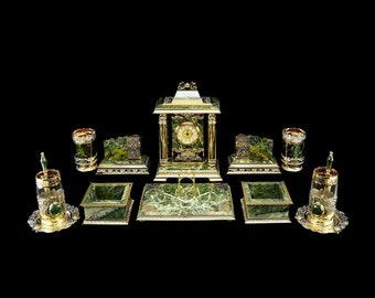 Desk Set Jade Stone  Desk Accessories Best Gift Luxury Desk Set