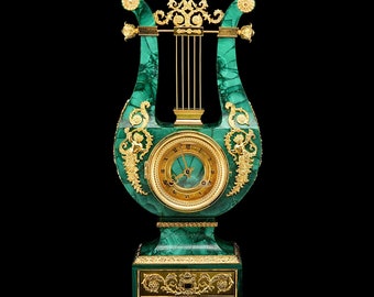 Horloge de Bureau en pierre naturelle Malachite Bronze HORLOGE "INSPIRATION" Meilleur Cadeau Horloge de Luxe Cadeau Incroyable Vip