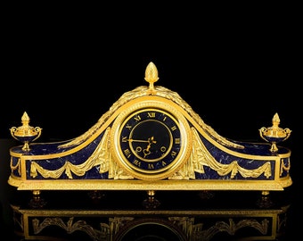 Reloj de piedra "LOUIS XIV" bronce, dorado, lapislázuli Mejor regalo Reloj de lujo Regalo increíble Vip