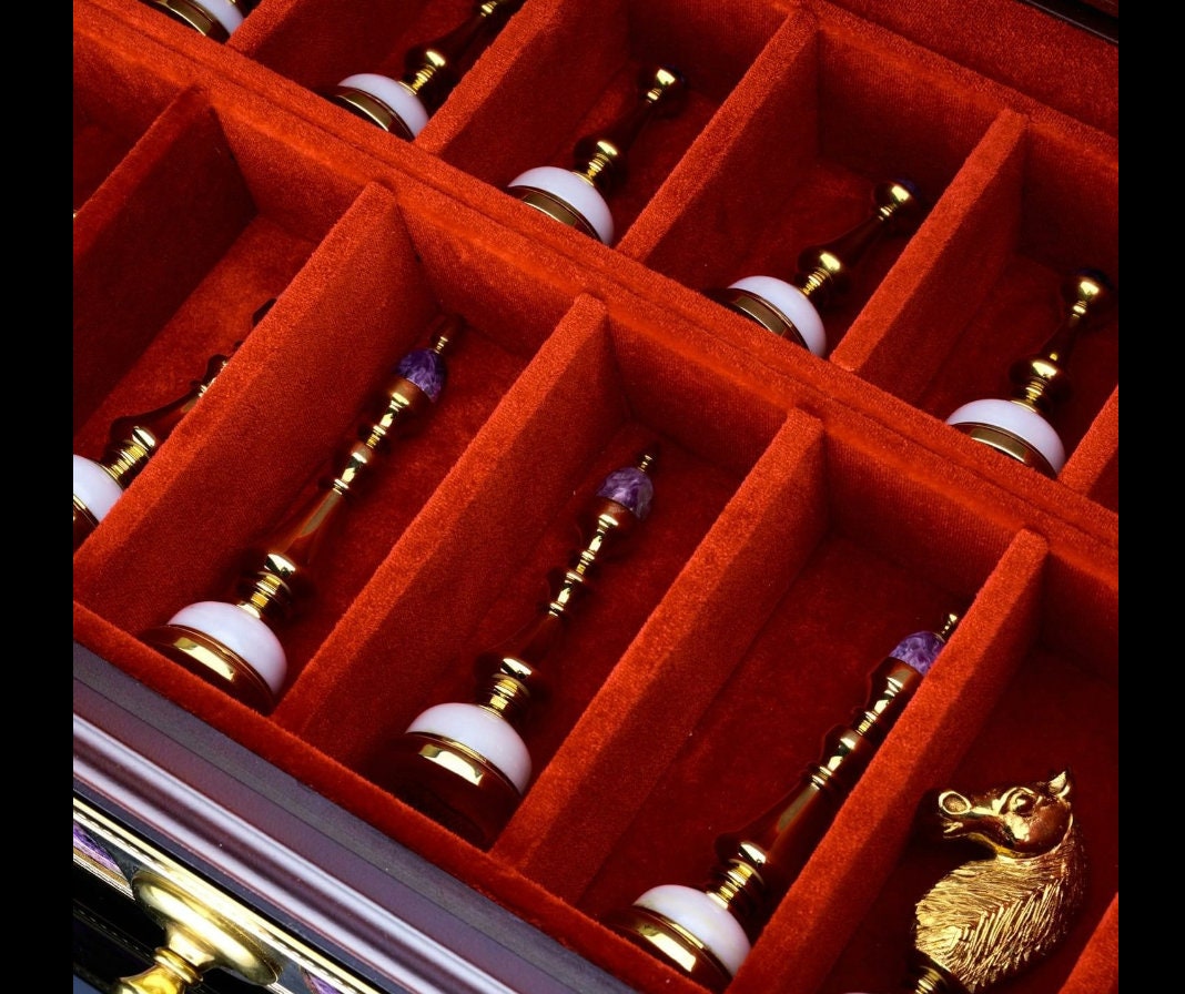 Chess Chest Made of Natural Stone With Figures Luxury Gift With Storage ...