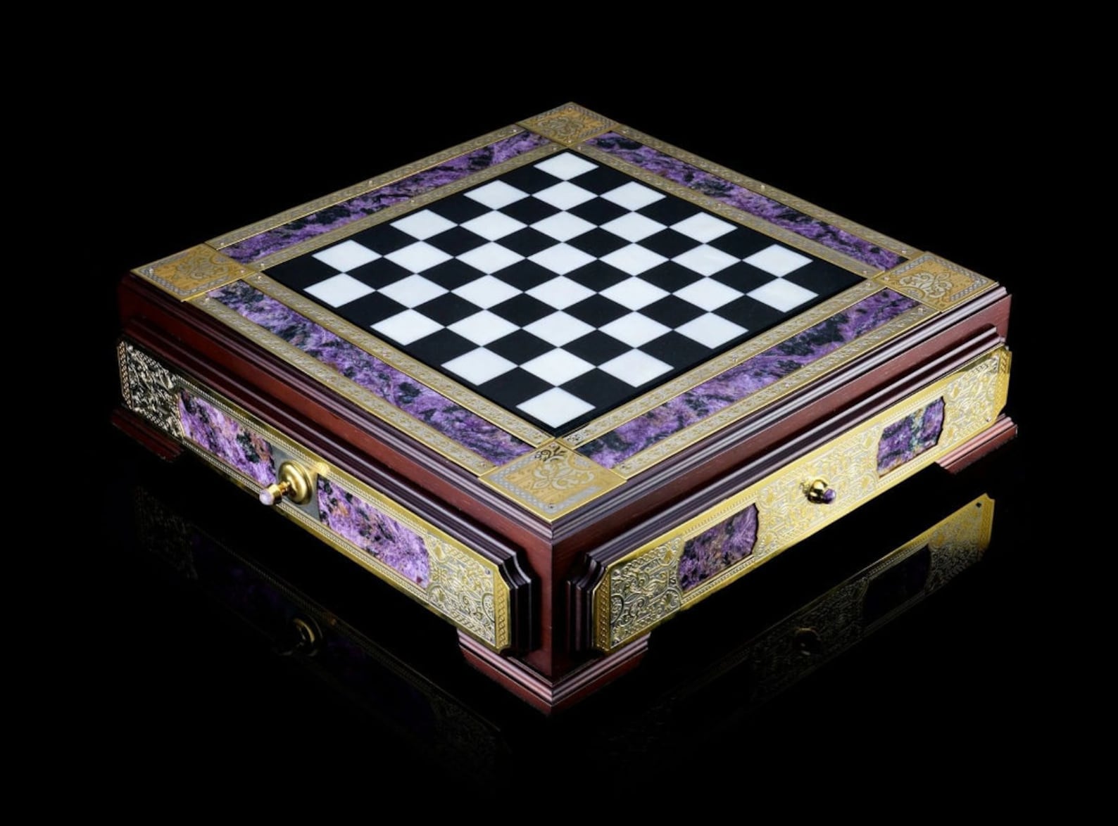 Chess Chest Made of Natural Stone With Figures Luxury Gift With Storage ...