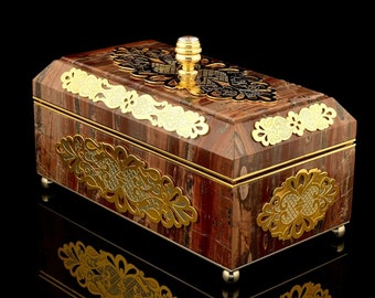 Exclusive jewelry box made of Jasper AND Brass  Best Gift Vip Gift Enraved Box Engraved Box