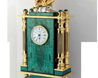 Mantel clock "Eagle" malachite Best Gift Luxury Clock Amazing Gift Vip